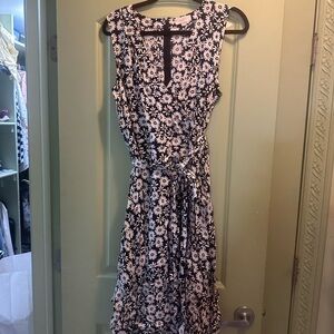 LOFT Black and White Floral Dress
